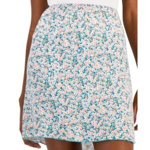 Love, Fire Juniors' Picot-Trim Skirt - Blue Ditsy Size XS